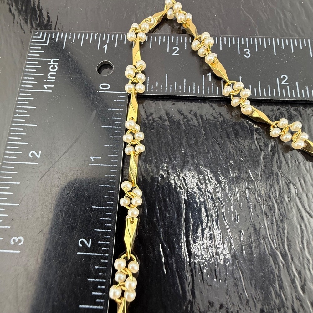Vintage Estate Necklace Gold Tone Beaded Faux Pearl Accent 28in - Picture 5 of 10